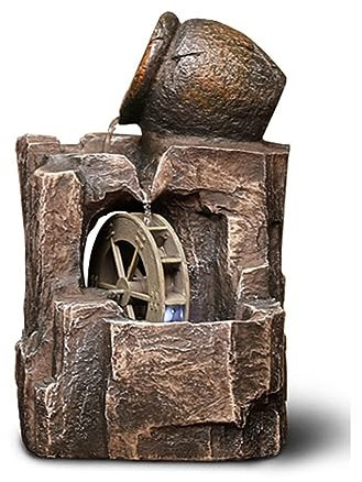 Fuente Jardin Exterior Grande Cascada de Agua Fuente de Escritorio, Fuente de Escritorio de Resina, Fuente Creativa para el hogar, humidificador de Agua de la Suerte, decoración