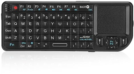 Fockety Mini Clavier Télécommande Touchpad Souris, 2,4 GHz 69 Touches USB Clavier sans Fil Clavier Bluetooth pour TV, Jeux, Lunettes Intelligentes, Smartphones, Tablette pour Windows XP