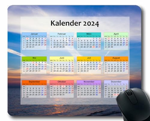 YENDOSTEEN 2024 Kalender Mauspad,Spiel Naht Mousepad, Hellgrüne Volltonfarbe 2024 Kalender Horizontale Version Natur Gaming Mauspad
