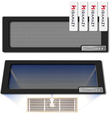 Magnético Ventilación Cubierta 30,5 x 12 cm, 2 Piezas Tapa Rejilla Ventilacion Suelo Pared Aire Registros Cubierta Fuerte Imán Ventilación Pantalla Malla para Bloqueo Cabello Polvo Desechos, Negro