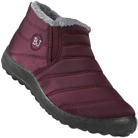 RINDE Stivali Invernali Boojoy Stivali Da Uomo Scarpe Invernali Per Uomini Stivali Da Neve Impermeabili Maschi Caldi Invernali-Vino-38