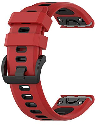 INF Armband für Garmin Fenix 3 /6X /5X 26mm Watchband Ersatzband Silikon Rot/Schwarz