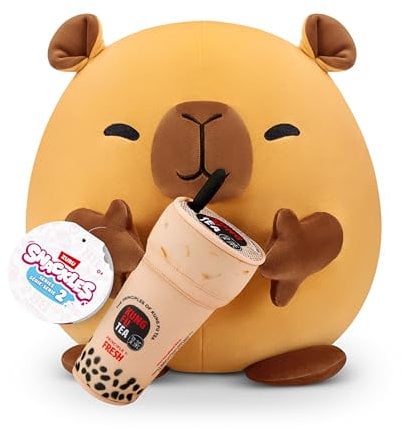 Snackles 77606D, Capybara (Kung Fu, Bubble Tea), Series 2, großes Plüschspielzeug, Large (40 cm)