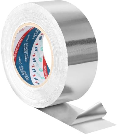 Aluminum Foil Tape, 50MMx50M Heavy Duty Foil Insulation Tape, Strong Adhesive Foil Sealing Tape, Heat Resistant Adhesive Aluminum Tape, Silver Foil Tape for Pipes Ducts, Insulating Sealing Ducts