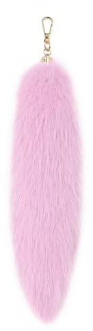 Fuchsschwanz Anhänger,Asudaro Plüsch Schwanz Schlüsselanhänger etwa 31cm Auto Schlüsselanhänger Tasche Anhänger Rucksack Schultasche Schlüssel Handtasche Plüsch Halloween Cosplay Spielzeug Helles Lila