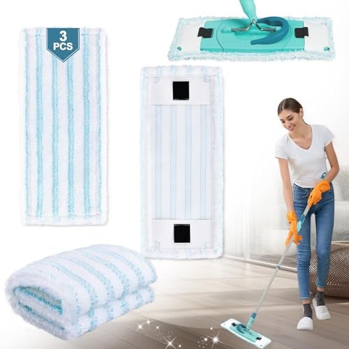 3 Stück Ersatzmopptuch für Leifheit Wischbezug, Mopp für Leifheit Clean Twist M Ergo Micro Duo Bodenwischer-Stiele für Alle Böden, Wischbezüge Ersatz Kompatibel für Leifheit Wischbezug, Mikrofaser