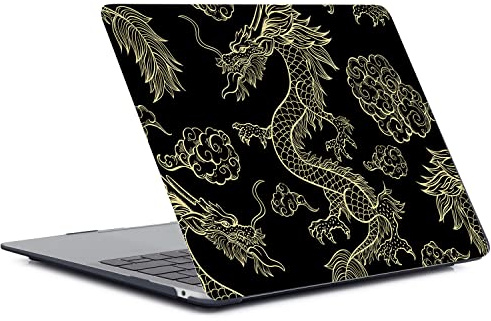 Hülle Kompatibel mit Neues MacBook Air 13 Zoll Modell A1932 A2179 A2337 M1 Freisetzung 2020 2019 2018 mit Retina Display and Touch ID, Gedrucktes Muster Plastik Hartschale Matt Case, Drache