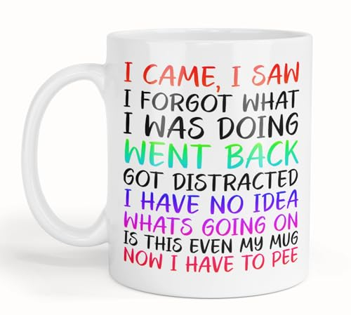 Cherish Charlie Designs I Came I Saw I Forgot Mug - Custom Birthday Funny Present Novelty Gift for Mum Dad Friend Sister Brother Grandparents Gift for Him Her Secret Santa Office Quotes Coffee Mug