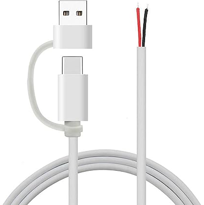 USB C Auf-2-Pin Kabel Mit Blankem Draht Offenes Ende 5 V/2 A USB Typ C Stecker 2-Pin Pigtail Stromkabel Ersatz DIY Kabel Für LED Licht 2-adriges USB Kabel Schwarz USB C Kabel Typ C Stromkabel (A)