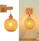 CRFASIBE Rattan Wandleuchte mit Holzsockel, Bambus Wandlampe Boho, Retro Wandlampe mit Hanfseil für Wohnzimmer Schlafzimmer Treppen Flur