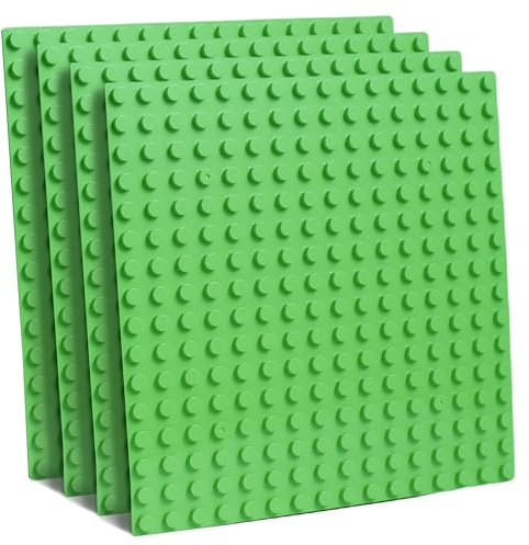 Florappy Compatible with DUPLO Building Block Baseplate - 10 x 10 Inch in Green, Gray, Blue - Versatile for DIY Projects, Play Tables, or Wall Decorations - Durable, Easy to Use (Green, 4, pieces)