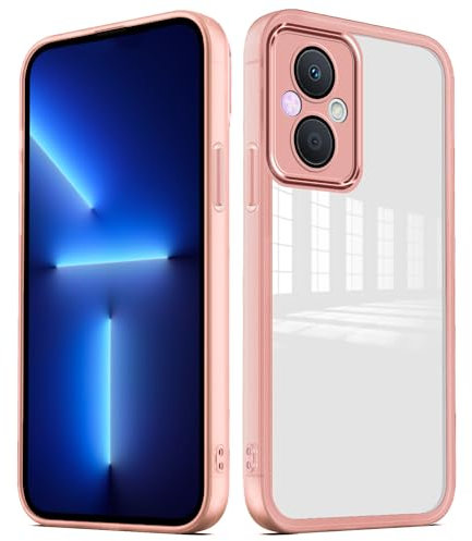 YUXING Coque pour Oppo Reno 8 Lite 5G / Reno8 Lite 5G Étui Transparente avec Caméra Arrière Protecteur Housse Très Mince et Antichoc Slim Case Back Cover - Rose