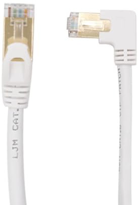RHCXCYTJ Cat6 Ethernet Cable 90 Degree Downward Right Angle for PC, Router, Modem, Printer, TV Box - 24AWG FTP Network Cable White (Left Angle, 6.6FT)