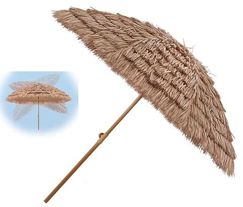 WInara 160cm/200cm240cm/300cm Parapluie De Parasol De Paille, Parasol De Plage Hawaïenne, Pare-Soleil Extérieur Étanche for Patio Piscine Jardin Terrasse(300CM/10FT)