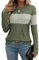 Gemulate Women's Jumpers Long Sleeve Tops Ladies Lightweight Knit Jumpers Round Neck Sweaters Casual Tight Fit Striped Sweatshirts T Shirt -Army Green, M