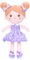 OUOZZZ Baby Puppe, Weiche Stoffpuppe Mädchen mit Lila Gepunktetes Kleid, Stoffpuppen Kuschelpuppe für Kinder ab 3 Monaten - Baby Geschenk zur Geburt Mädchen Jungen, 38cm