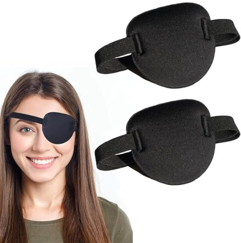TEOZBLU 2 Pièces Patch d'Oeil Strabisme Ajustable Cache-Oeil Paresseux Réglables, Cache-œil Pirate, pour L'amblyopie L' œil Paresseux One Eye Cover 3D Patches Oculaires Réglables
