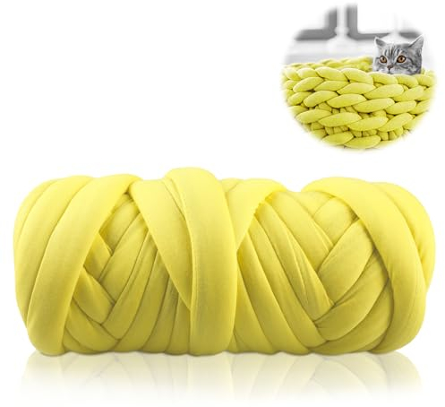 WIYETY Fai da te e ingombranti gomitoli di lana: 500 g, filato per lavori a maglia a mano, uncinetto, coperta a maglia, filato grosso, coperta per coperte, cesti per animali domestici, colore giallo