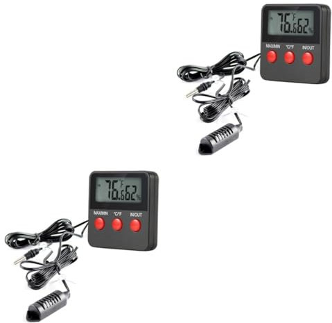 KOMBIUDA 2St Temperatur- und Feuchtigkeitsmesser Hygrometer lagererzwespen thermometers termometerstab digitales Thermometer digitaler Temperaturmesser digitaler Feuchtigkeitsmesser Black
