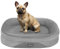 HMTOPE Orthopädisches Hundebett, Hundesofa, Vierseitiges Nackenrolle Kissen, rutschfeste Unterseite Hundekorb, Abnehmbar und Waschbar, Kleine Hunde, 71 x 53 x 14 cm, Mittelgrau