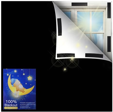 Blackout Blind, 255 X 145 CM Portable Blackout Blind Stick on Blackout Blinds for Windows, Temporary Blackout Curtains Cutting any Size Shape for Bedroom, Indoor and Outdoor