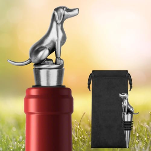 LULLEA Labrador Wine Bottle Stopper for Wine Champagne, Labrador Dog Gifts for Men Dad Women Dog Lovers, Birthday Father Day Christmas Gifts, Silver
