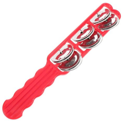 NULYLU Orff Schlaginstrument Handperkussions-jingle-glocken Tamburin Für Kleinkinder Schlittenglocken-instrument Glöckchen Groß Mini-tamburin Tamburin-instrument Für Erwachsene Rot Abs