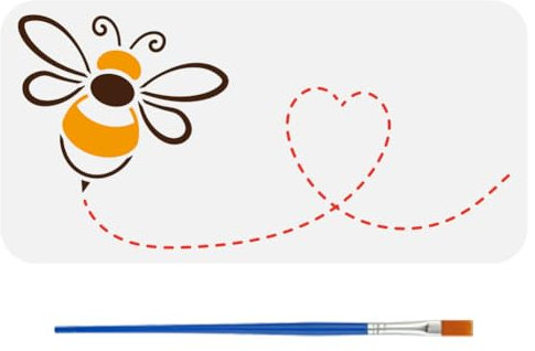 FINGERINSPIRE Bienenspuren Schablone Mit Pinsel 15x30cm Bienenmuster Vorlage Liebesherz Schablone Tiermotiv Vorlage Kunststoff PET Bienen Liebesspur Schablone Zum Malen Auf Leinwand Und Holz