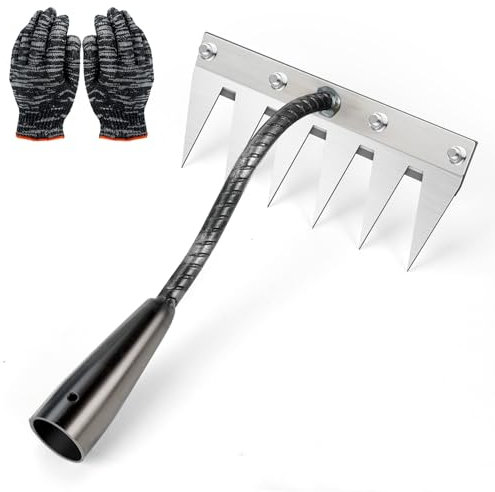 Rastrillo de Jardín, Rastrillo De Deshierbe con Guantes, Rastrillo De Jardín De Acero Al Carbono, 5/6/7/8 Teeth Herramientas De Rastrillo De Mano Herramienta Jardinería para Deshierbe Ablandamiento