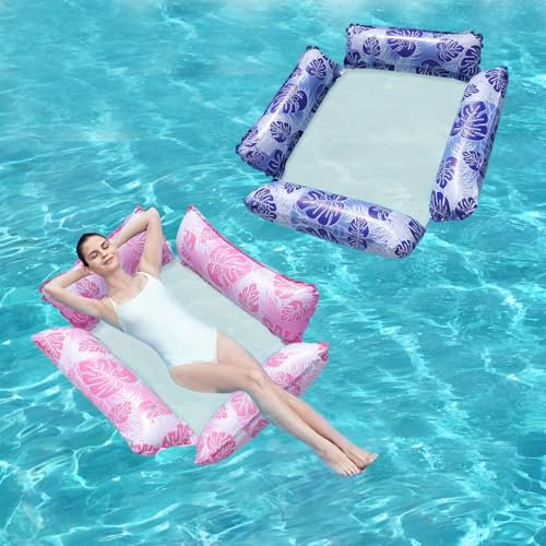 2 Stück Aufblasbare Hängematte,luftmatratze Pool,Aufblasbares Schwimmbett, Schwebende Luftmatratze mit Mesh, Pool Matratze, Schwimmsessel Hängematte Aufblasbare, Pool Hängematte,für Sommerpool,Strand