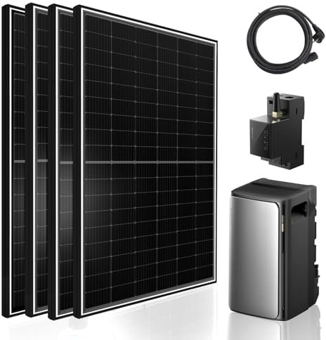 Balkonkraftwerk 2340W mit 1920W Speicher, 4x450W Glas-Glas Solarmodule mit Ecoflow Ultra Stromspeicher 1,92kwh, Solaranlage Photovoltaik PV Anlage für Dach Haus Balkon Garten