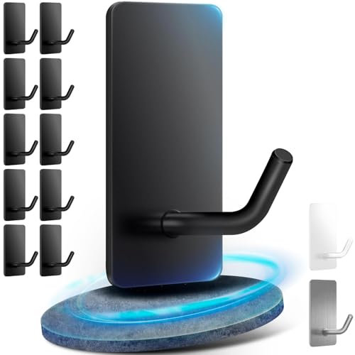 Vehepeay 10 Ganchos Adhesivos de Acero Inoxidable, Soportan Hasta 10KG, Para Paredes Lisas y Limpias, Ideales para Baño, Aseo y Cocina