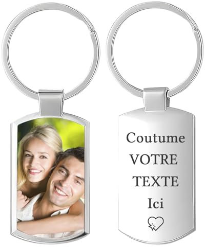Porte Clef Personnalisable Avec Gravure De Photos Et D'icônes, Porte Clé Couple Coeur Personnalisé, Cadeau Créatif Pour Petit Ami, Petite Amie, Maman, Papa, Noël, Saint-Valentin (Rectangle)