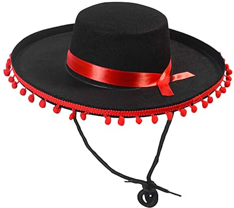 Mexikanischer Sombrero-Hut, Spanischer Flamenco-Sombrero-Kostümhut, Großer Spanischer Flamenco-Hut Mit Breiter Krempe Und Bommeln, Cosplay-Kostüm-Outfit-Zubehör Für Frauen, Männer Und Erwachsene