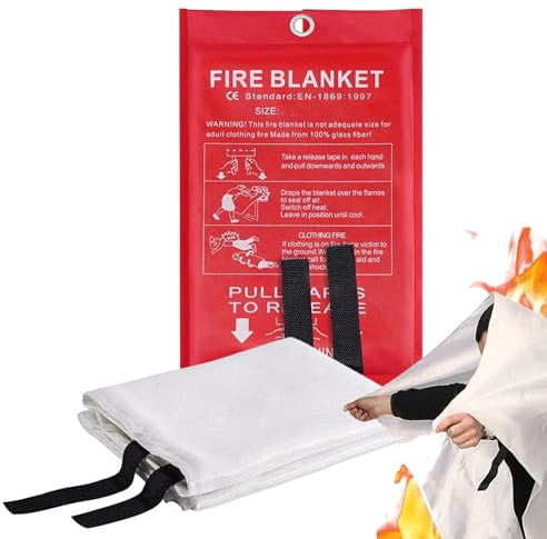 Feuerschutzdecke für Haus und Küche – hitzebeständig, 1 x 1 m | Camping Grill Car Office, Lager für Feuerlöscher, Feuerlöscher, Feuerlöscherausrüstung, Ladung