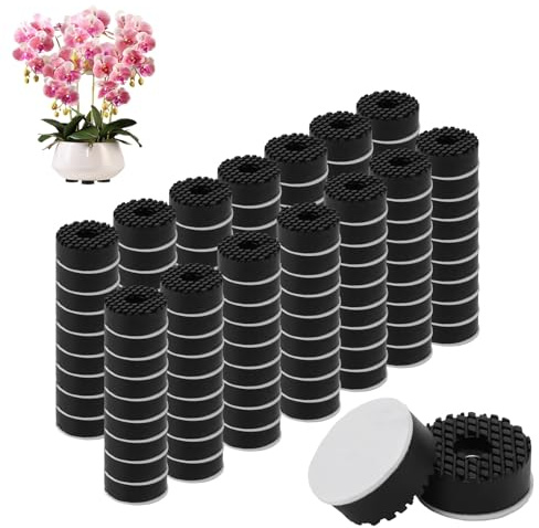 FUNSUEI 100 Stück Unsichtbare Blumentopf Füße, 29 x 10mm Selbstklebende Möbelstopper, rutschfeste Antirutsch Pads Topffüße für Pflanzen, Blumentöpfe, Schwarz
