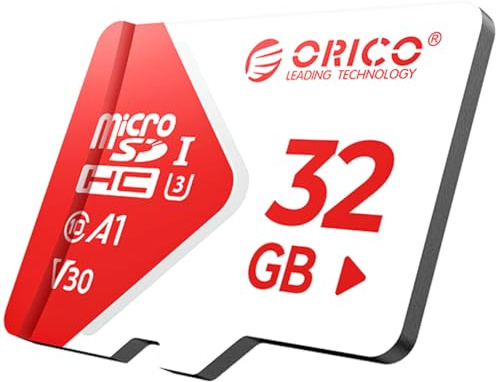 ORICO TF30 Carte MicroSD 32 Go, Carte Mémoire microSDHC, Full HD, A1, C10, V30, U3 UHS-I, jusqu'à 100 Mo/s, Carte TF pour Smartphones, Caméras Embarquées et Caméras de Surveillance Privées