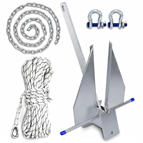 SajoSolid Kit de anclaje para barco 5/8/10/13/18/25 con cadena, cuerda y grilletes