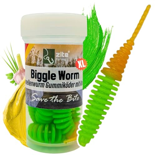 Zite Fishing Biggle Worm Gummiköder 6,5cm | 8 Stück Lamellen-Gummiwurm für | Ultra Light Forellen Angeln | Made in Germany | 100% Phthalatfrei