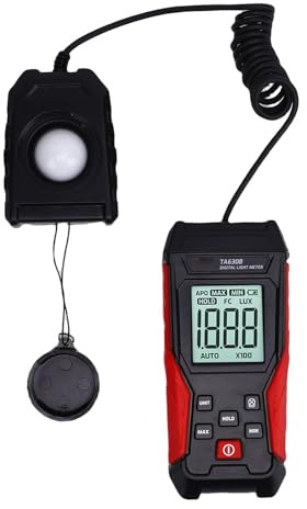 Hapivida Lichtmessgerät Digital, Messbereich 0.1-200000 Lux, mit LCD Anzeige, wiederaufladbare Taschenlampe für Labor, Werkstatt, Büro, Schule, Fotostudio