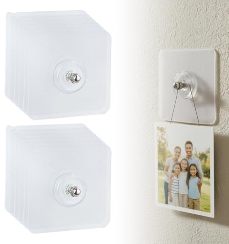 Klebenagel,Bilder Aufhängen Ohne Bohren,Klebehaken Bilderrahmen,Bildaufhänger Selbstklebend für Bilder,Poster,Fotos,Dekorative Gemälde (12 Pcs)