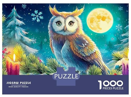 Eule Jigsaw Puzzle 1000 Teile Winter Eule Hochwertiger Karton Limitierte Auflage Stressabbau Für Gruppen Partyspiel 38x26cm/1000pcs