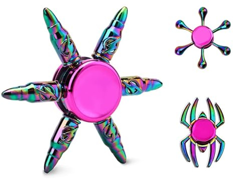 3er-Pack Bunte Fidget Spinner für Kinder & Erwachsene, Metall-Fingerkreisel-Set mit einzigartigen Designs (Rakete, Spinne, Wassertropfen), Anti-Stress-Spielzeug gegen Angst & ADHS, Premium-Gadgets