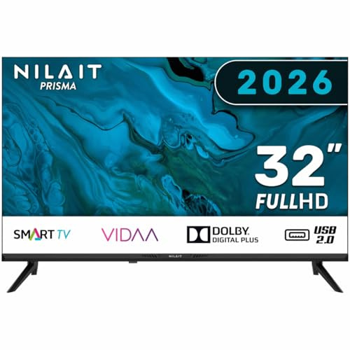 Nilait Prisma 32FD7004SVIOS 32 Smart TV LED Full HD, Sistema VIDAA, WiFi, DVB-T2/S2, USB e HDMI, Televisore Compatto da 32 Pollici