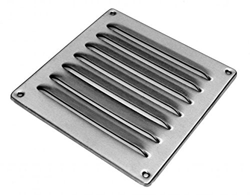 FEPRE Wetterschutzgitter Edelstahl gebürstet eckig 160 x 160 mm - Feuerschutzgitter - Silber - Modern