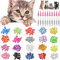 JOYJULY 100pcs Cat Nail Caps Pet Cat Claw Kitty Caps Control Soft Paws of 5 Different Colorful Nail Covers for Cats+ 5 Adhesive Glue+3 Applicator with Instruction, Extra Small XS