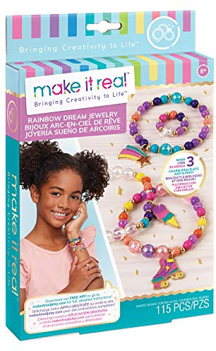 Make It Real DIY Regenbogen Traumschmuck, Bastelset, Schmuckset zum selber basteln für Kinder