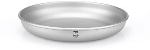 Keith Assiette de Camping en Titane Ti5368,450 ml–Assiette compacte et durable en titane pur pour randonnée,camping,voyage ou usage domestique,assiette empilable et légère pour salade,viande ou fruits