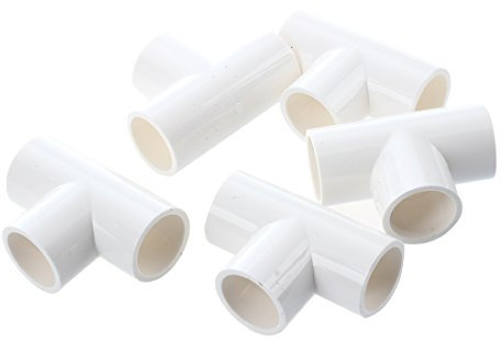 RETYLY 20 mm PVC-T-Stueck 3-Weg-Wasser-Rohr-Schlauch-Adapter Stecker Weiss 5 Stueck