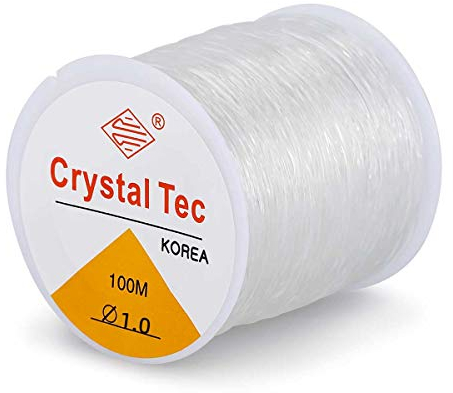 100 m 0,8 mm elastische Stretchschnur, Draht, Kristallschnur, Perlenkordel für Armband, Kristallweiß (1mm)